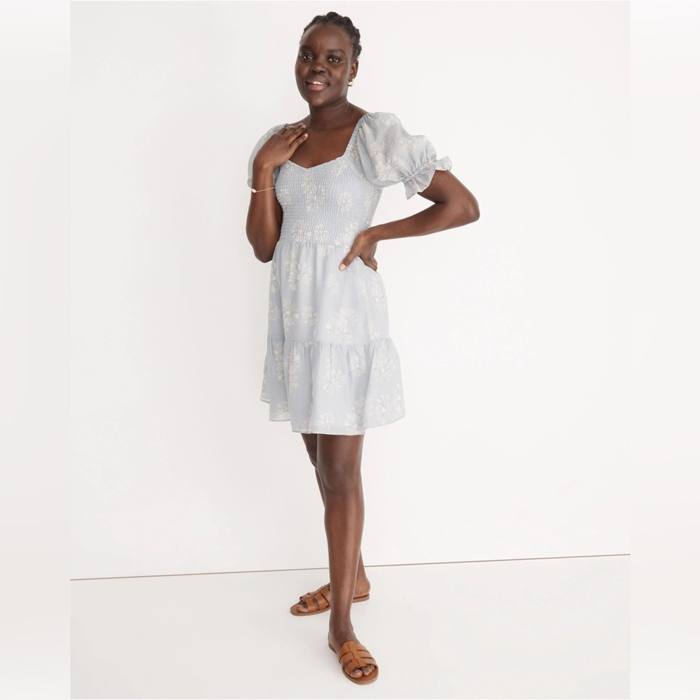 Madewell Silk Lucie Smocked Mini Dress in Moody Blooms